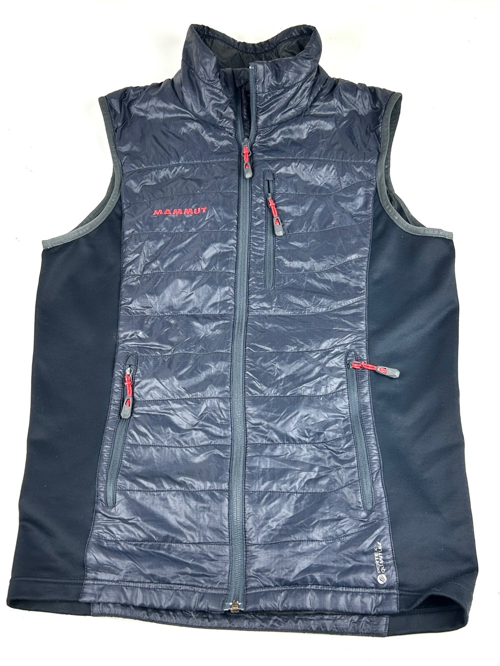 Mammut Men's Quilted Vest-Full Zip-Black Gray-Ajungilak OTI-Pertex Quantum Small